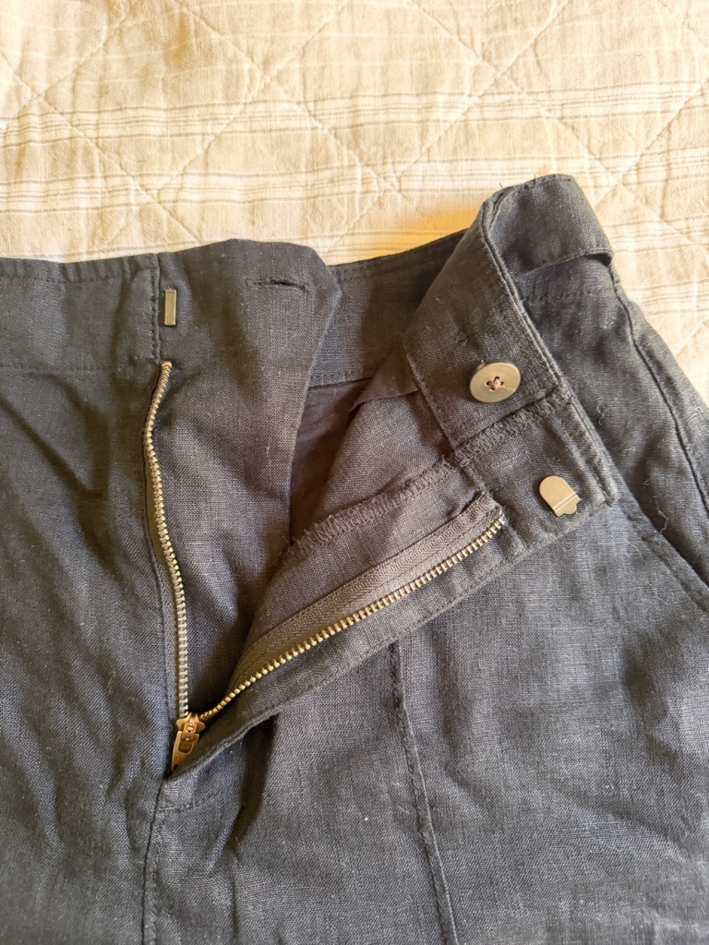 NWOT Madewell Black Linen Trouser Shorts - Picture 4 of 6